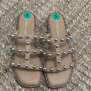 Sincerely Jules Beige Studded Sandals
